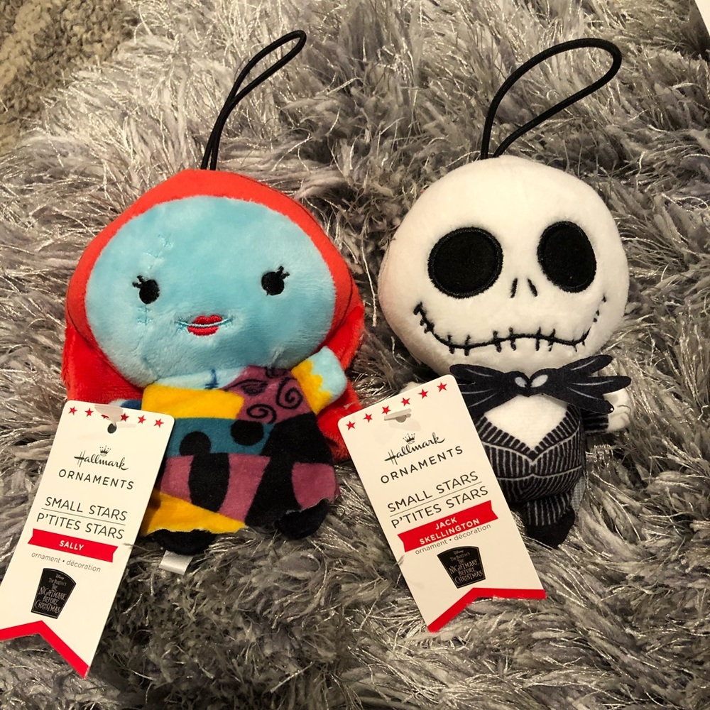 Nightmare Before Xmas Hallmark small stars plush Jack & Sally ornaments
